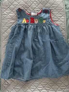 Samara Denim Baby Dress with Colorful Appliqué ABC 4T